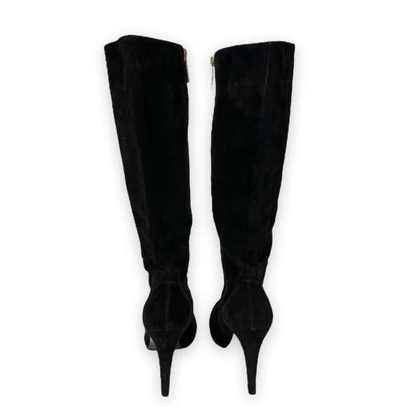 Fratelli Rossetti Boots Women 10 Black Suede Stiletto Mob Wife Maximalist Luxury - Picture 3 of 16